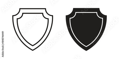Shield icon flat simple icon. Liner version - stock vector.