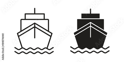 Ship icon flat simple icon. Liner version - stock vector.