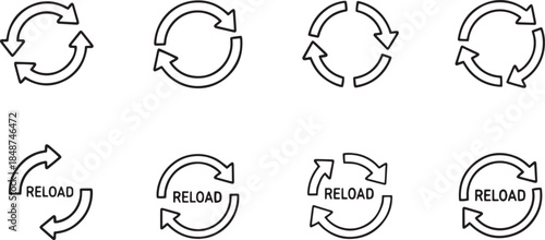 Line Art Reload and Refresh Icons Set
