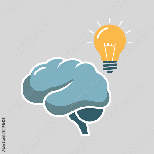 Brain and Lightbulb Symbol of Ideas and Creativity