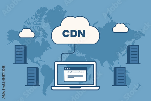 Technical SEO Concept of a Content Delivery Network (CDN) for Global Website Speed and Performance