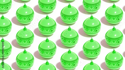 seamless pattern with christmas green balls on white