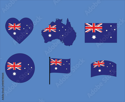 Australian flag icons vector shapes for national pride 