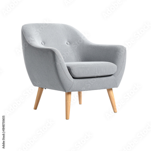 stylish chair with gray top and light wooden legs isolated on white background Generative AI - PNG File 