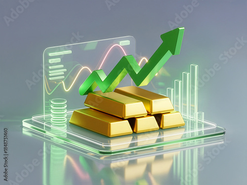Gold Investment Growth Concept with Rising Arrow and Financial Chart