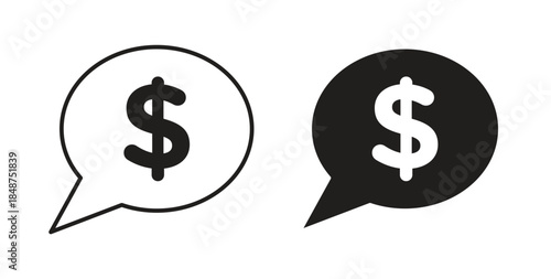 Comment dollar icons designs can be used for mobile, ui, websites