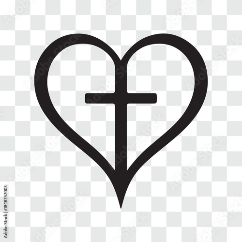 Heart-Shaped Cross Silhouette
