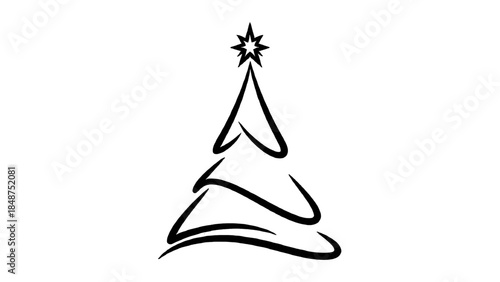 Elegant minimalist Christmas tree illustration with a star, symbolizing holiday spirit and festive joy.