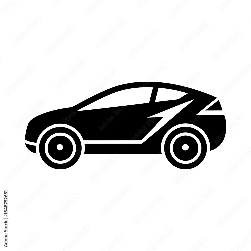 Fototapeta premium Ultra Minimal Futuristic Electric Vehicle Icon with Refined Black Line Automotive Style Vector illustration