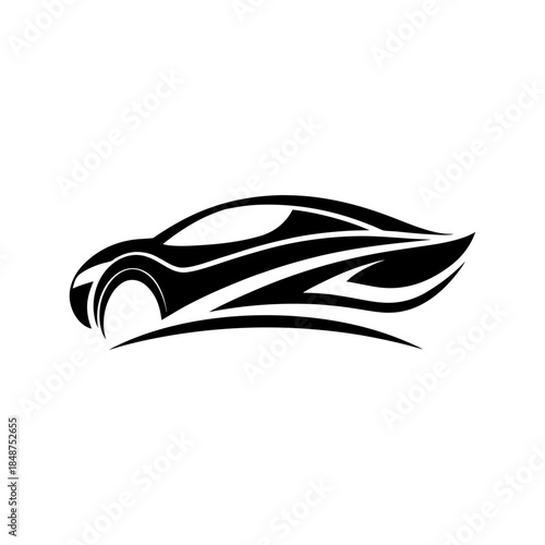 Hypercar Motion Logo with Sleek Aggressive Curves Expressing Power and Speed Identity Vector illustration
