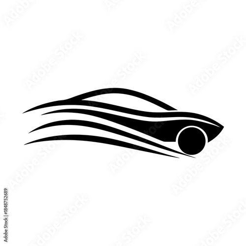 Minimalist Black Line Supercar Logo with Extreme Aerodynamic Inspired Shape On white Background Vector illustration
