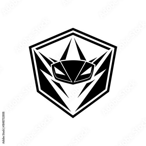 Futuristic Electric Supercar Emblem Featuring Aggressive Sharp Angles and Modern Speed Identity Vector illustration