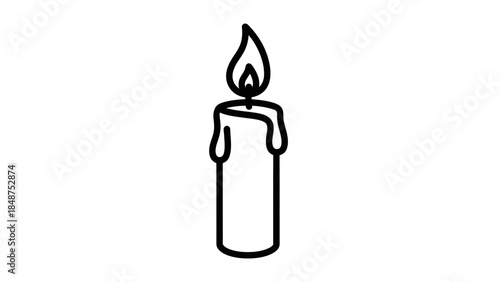Simple line drawing of a lit candle with a warm flame