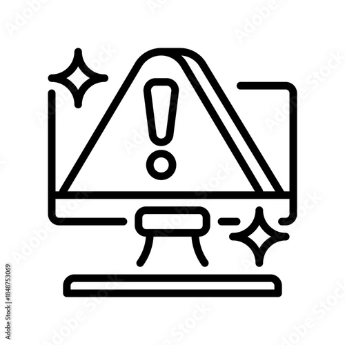 Technical Issue Line Icon, Outline Symbol for Error Detection, Problem Reporting, System Faults, Troubleshooting Needs, and Diagnostic Review. Vector Sign Icon.