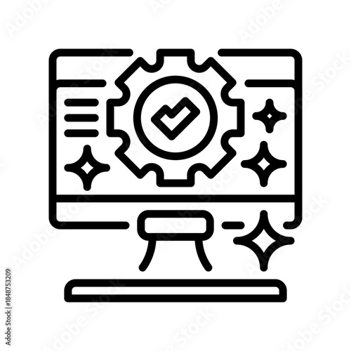 System Fix Line Icon, Outline Symbol for Repair Tasks, Issue Resolution, Maintenance Work, Error Correction, and Technical Adjustment. Vector Sign Icon.
