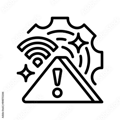WIFI Troubleshooting Line Icon, Outline Symbol for Connection Diagnosis, Network Repair, Signal Testing, Router Issues, and Internet Stability. Vector Sign Icon.