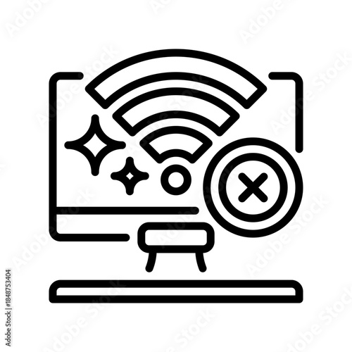 Connection Lost Line Icon, Outline Symbol for Network Failure, Signal Drop, Offline Status, Disconnected Device, and Communication Break. Vector Sign Icon.