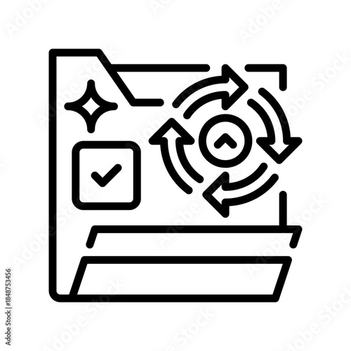 File Recovery Line Icon, Outline Symbol for Lost Data Restoration, Backup Retrieval, System Restore, Damage Repair, and Digital Protection. Vector Sign Icon.
