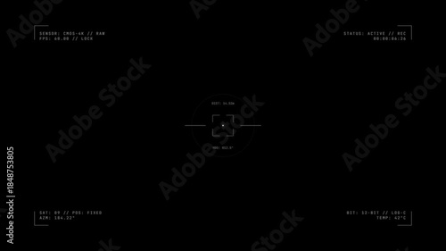 Camera Viewfinder HUD Overlay Digital camera viewfinder recording overlay with HUD data interface