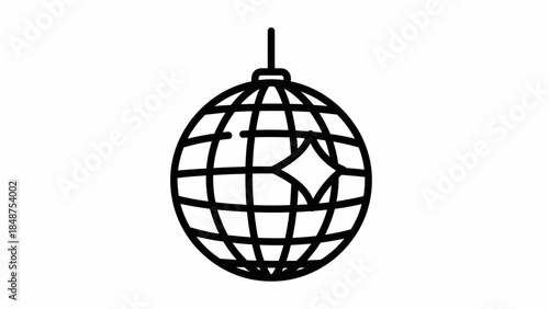 Disco Ball Icon in Simple Line Art Style