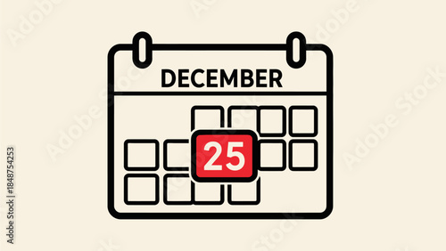 Calendar Icon Highlighting December 25th