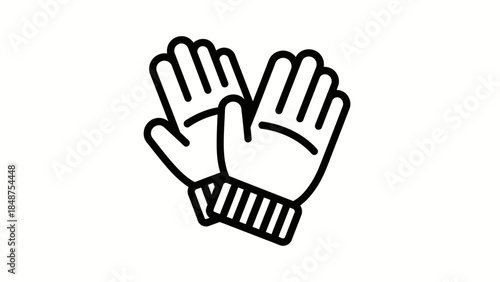 Black and White Illustration of Hands with Mittens