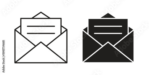 Envelope open icons designs can be used for mobile, ui, websites