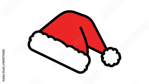 Red Santa Hat with White Trim Illustration