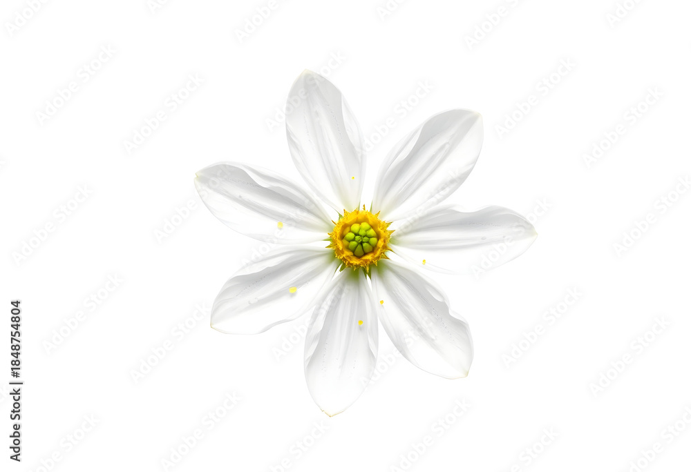 Fototapeta premium Edelweiss flower isolated on white background, fuzzy white petals, alpine botanical detail.