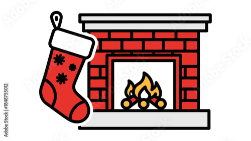 Cozy Christmas Stocking by the Fireplace