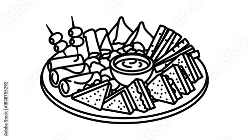 Appetizing Middle Eastern Food Platter Illustration
