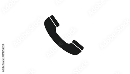 Black phone receiver silhouette with curved handle, set against a plain white background