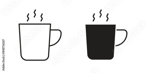 Hot coffee Mug icons designs can be used for mobile, ui, websites