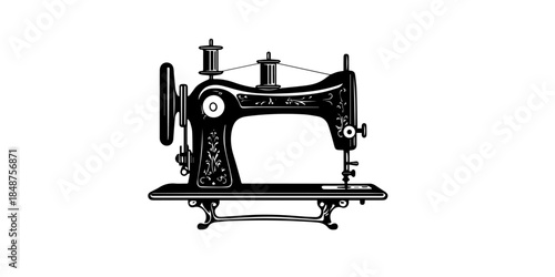 Vintage sewing machine with intricate floral designs on body