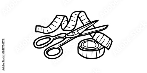 Scissors and measuring tape for DIY projects and crafting