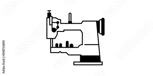 Detailed sewing machine outline for fashion design or industrial use