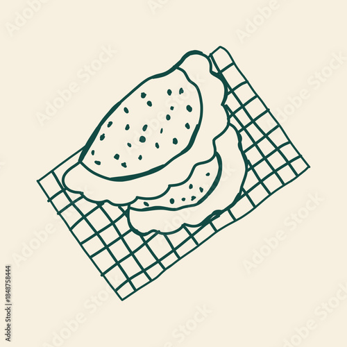 hand drawn empanada cartoon illustration