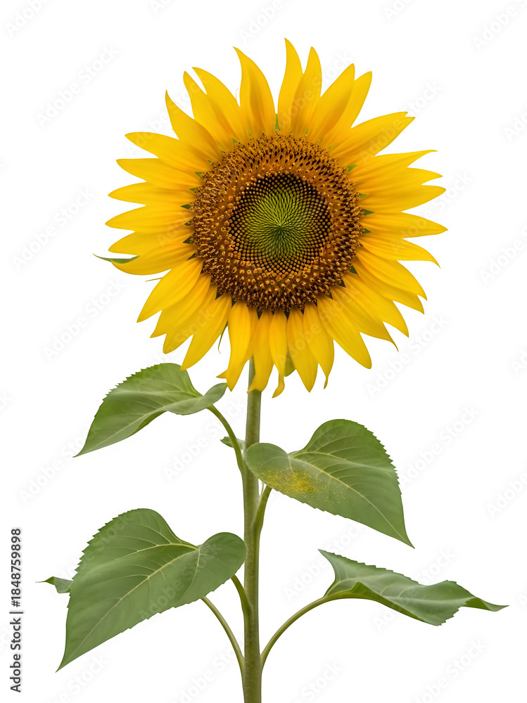Fototapeta premium Single Sunflower Tree Isolated on Transparent and White Background