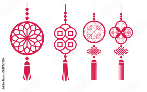 Elegant Red Chinese Decorations for Festive Cultural Celebrations