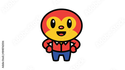 Cheerful Cartoon Child Character with Friendly Smile, Isolated White Background