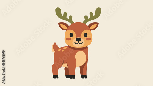 Adorable Cartoon Deer Standing in Bright Studio