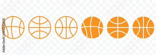 Basketball icon in linear versions. Editable line. Basketball icon clipart flat designs. illustration vectors. Basketball icon pictogram template, Simple outline and filled style.set basketballs a