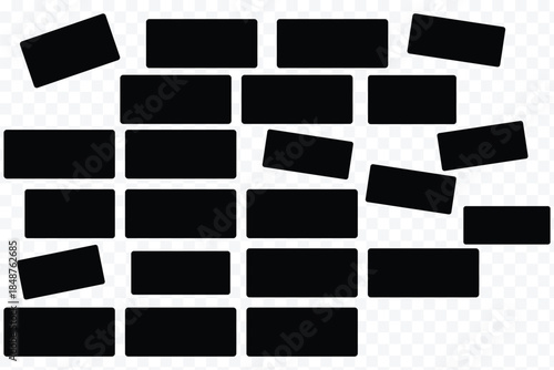 Brick wall icon featuring a simple rectangular pattern of stacked bricks. Flat vector illustration, created in outline, filled, and color style. Bricks icon set. Simple design. Vector illustration eps