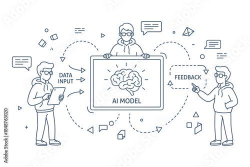 People working together on AI model development
