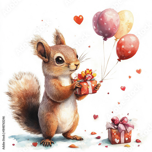 squirrel with a balloon