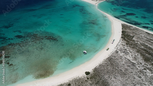 Los Roques Skyline In Los Roques Caracas Venezuela. Stunning Tropical Coastline Beach Scene Viewed From Above. Deserted Skyline Idyllic Beauty. Deserted Waterfront Shore. Los Roques Caracas.