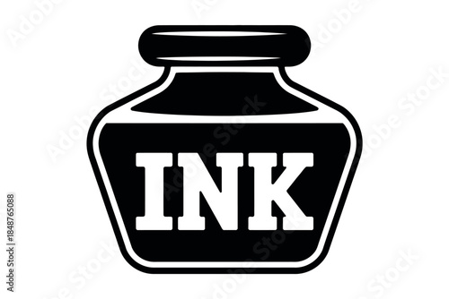 Black Ink Bottle Illustration Logo