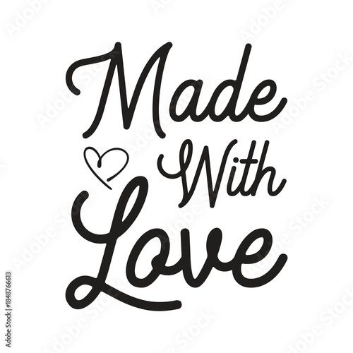 Made With Love Heart and Typography T-shirt Design