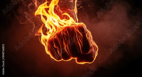 Fiery Fist of Fury - A Burning Symbol of Power and Strength.