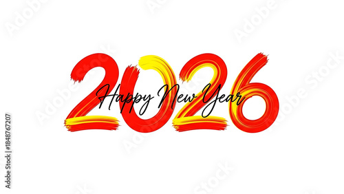 Happy new year Greeting Card with Red Calligraphy Text  Design for New Year Celebration